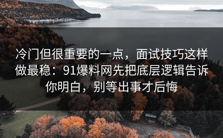 冷门但很重要的一点，面试技巧这样做最稳：91爆料网先把底层逻辑告诉你明白，别等出事才后悔